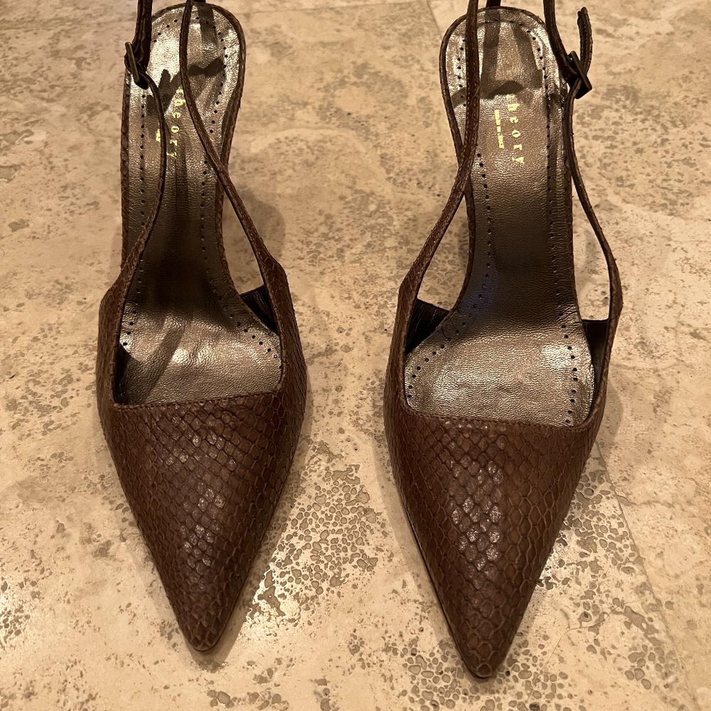 Theory Snakeskin Print Leather Heel